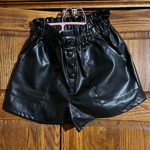 Faux Leather Black Shorts